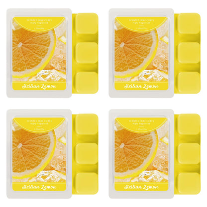 SCENTORINI Wax Melts, Sicilian Lemon Scent, Summer Scented Wax Cubes, Natural Soy Wax Melts for Candle Making, Wax Warmer, Home Decoration, 4-Pack