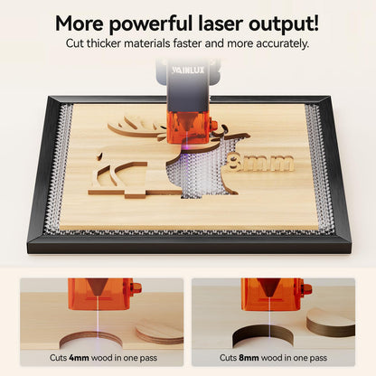 Laser Engraver,WAINLUX X2 5W Laser Engraver Machine with Air Assist, 5000mm/min High Precision Engraving Area 200 * 150mm DIY Laser Cutter and Engraver for Wood|Leather|Acrylic|Glass|Class1