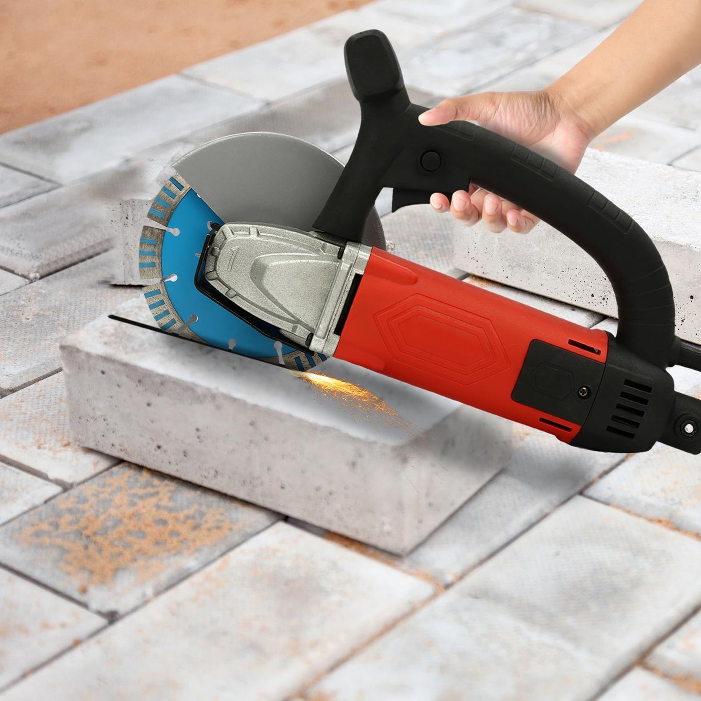 Electric Concrete Saw, 9 in Concrete Saw-Concrete Cut off Saw Wet Dry Concrete Saw Cutter 3000W Corded Circular Saw