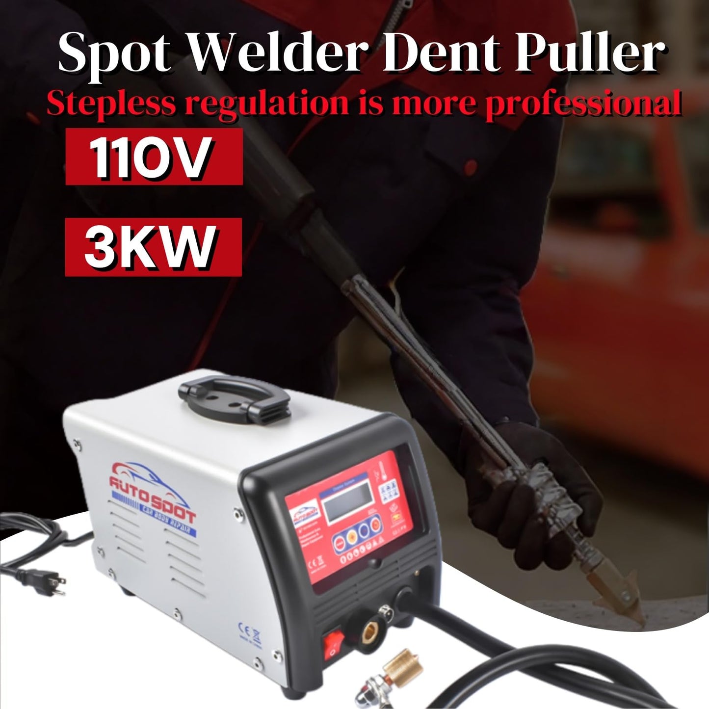 Spot Welder Dent Puller, 110V 3KW Stud Welder Machine, Panel Spot Welder Puller,9 Models Spot Welding Machine for Car Body Dent Repair, Stepless Adjustment, Mixizap