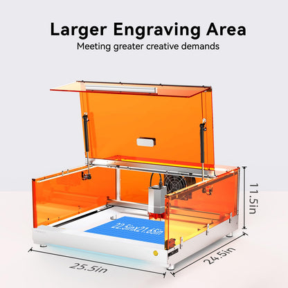 TOOCAA Laser Engraver 20w with 5 in 1 Rotary Roller Set,Smart Camera,Air Assist,Honeycomb Panel, 22" x 22" Bed Size,Safe Laser Engraving Cutting Machine Expert for Metal Tumblers Wood Acrylic