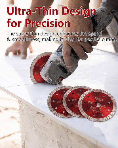 4.5" Diamond Blade for Angle Grinder, Super Thin Tile Saw Blades for Smooth Cutting, 2Pcs Indestructible Disc for Grinder Cutting Porcelain Ceramic Tile Granite Marbles.