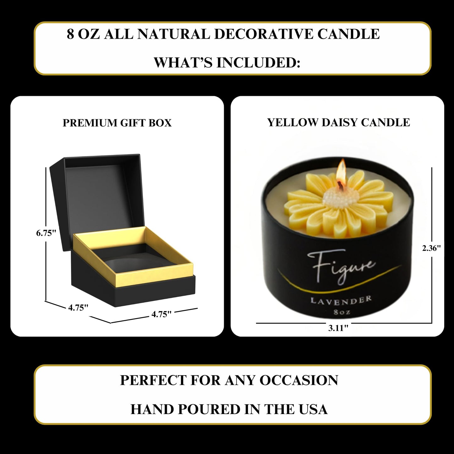 Yellow Daisy Scented Candle – Lavender Aromatherapy | Hand-Poured in USA | All Natural for Women & Men | Organic Soy & Beeswax Blend | 100% Beeswax Wick | Gift-Ready Candle for Relaxation