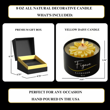 Yellow Daisy Scented Candle – Lavender Aromatherapy | Hand-Poured in USA | All Natural for Women & Men | Organic Soy & Beeswax Blend | 100% Beeswax Wick | Gift-Ready Candle for Relaxation
