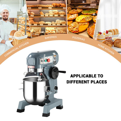 Commercial Food Mixer 15Qt, Heavy Duty Commercial Stand Mixer with 3 Speeds Adjustable, 660W Electric Dough Mixer with Stainless Steel Bowl, Dough Mixer Timing Function for Bakeries Pizzerias