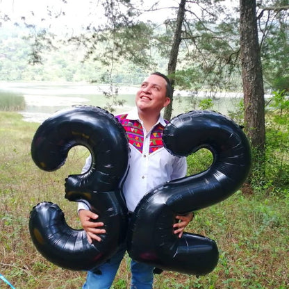 Black Number 7 Balloon 40 Inch, 7th Birthday Party Decorations for Children, Giant 7 Foil Balloon for Party Supplies