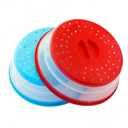 Pack of 2 Collapsible Microwave Food Cover, Splatter Guard,Vented Microwave Lid for Food,10.5inch, BPA free TPR, Dishwasher safe