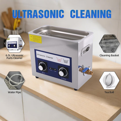 DACAT-RICHFU 6.5L Ultrasonic Cleaner Machine with Heater Timer, 180W Stainless Steel Ultrasonic Washing Machine, 40KHz Sonic Jewelry Glasses Parts Washer for Jewelry Eyeglasses Tools Parts