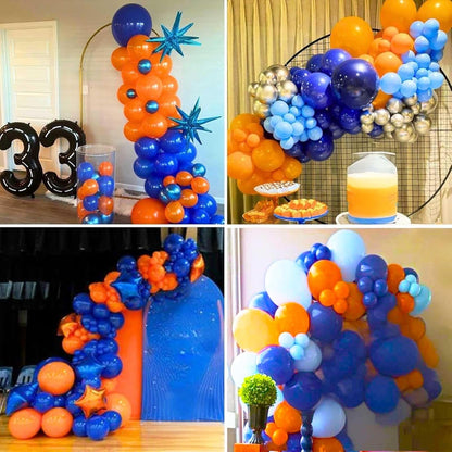 Royal Blue & Matt Orange Balloons by [Brand Name] - 12-Inch Metallic Latex Party Balloons for Kids' Anime Birthday Decor