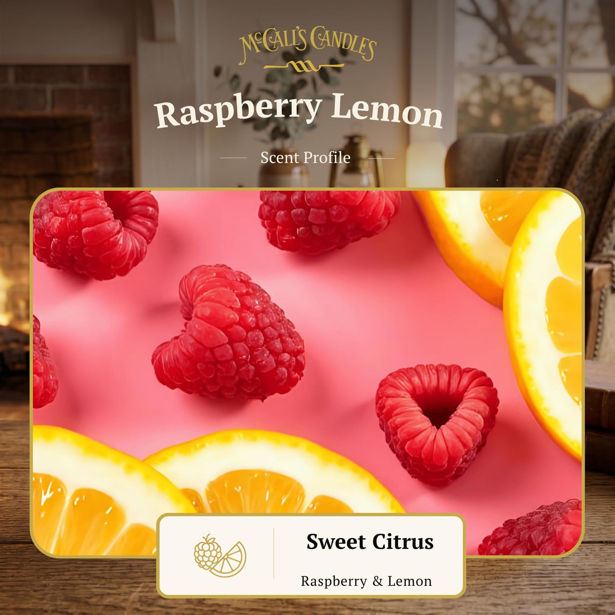 McCall’s Candles | Raspberry Lemon | 26 oz Scented Candle | USA-Poured | Vintage Rustic Jar with Carrying Handle | Bright Fresh Berry Citrus Fragrance