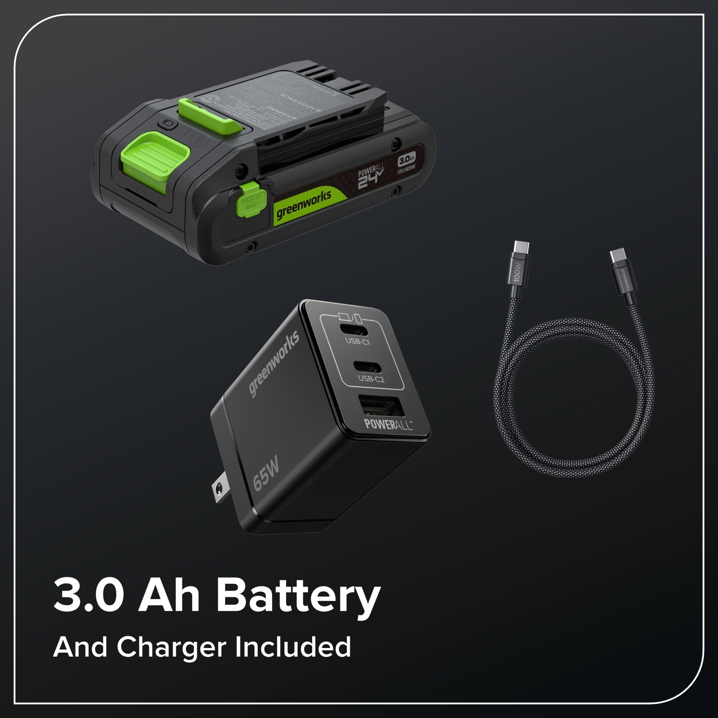 Greenworks 24V 12" Brushless String Trimmer & 515 CFM Brushless Leaf Blower Combo, 2-in-1 Trimmer/Edger, 3.0Ah Battery, 65W USB-C Charger, 130 MPH Airspeed, 3-Year Warranty