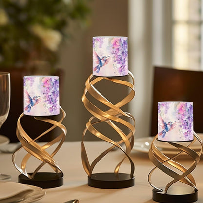 Merkmak Battery Operated Flameless Candles with Remote and Timer Flameless LED Pillar Candles Floral Hummingbird Tealights for Banquet, Home Decorations