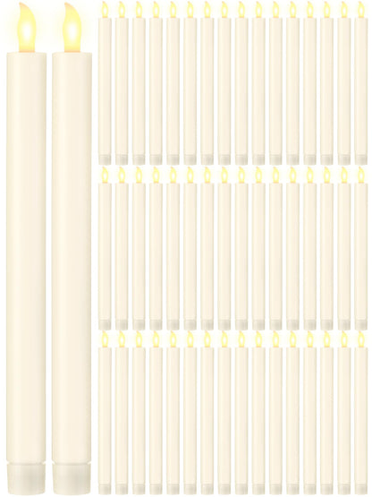 Funtery 48 Pcs Flameless LED Taper Candles Battery Operated Candles Bulk Realistic LED Candlesticks Flickering for Wedding Church Graduation Party Home Decor(Ivory,Modern Style)