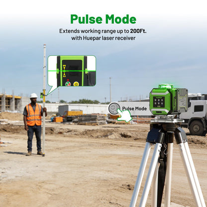 Huepar 2026 New Electronic Self Leveling Laser Level, 4x360° Green Cross Line Laser Tool, ±1/18" Accuracy, ±7% Slope Adjustment, Leveler Laser for Tile, Framing, Alignment, Layout, Construction & DIY