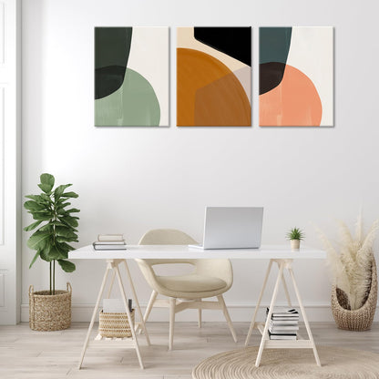 ouiytws Color block simple abstract wall art canvas printing, green, yellow, pink modern simple style, mostly used in the living room, study, bedroom decoration. Frame 16 x 24 x 3 pieces