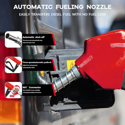 128 Gallon Portable Fuel Tank for Diesel and Gasoline, 12v 10 GPM Pump with Auto Shut-Off Nozzle, 13 Ft Hose and Swivel Connector, Heavy-Duty Transfer Tank for Truck, Tractor, Boat and Equipment