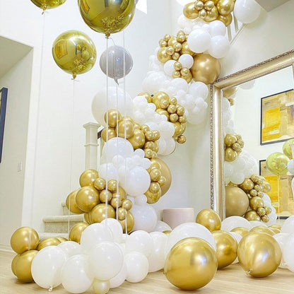 PartyWoo Gold Balloons 100pcs 12 Inch Gold Latex Helium Balloons for Birthday Wedding Anniversary Baby Shower Graduation Bachelorette Retirement Engagement Tea Casino Disco Party Decorations Gold-G101