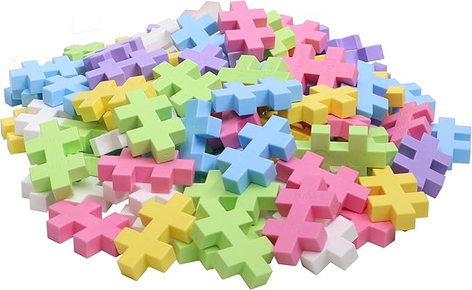 Plus Plus Big - 200 Big pc in Storage Tub - Basic Neon and Pastel Mix w/ Baseplates - Construction Building Steam Toy Interlocking Large Puzzle Blocks for Toddlers and Preschool