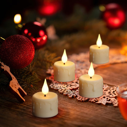 yunsheng 12PCS Rechargeable LED Tea Lights Candles with Remote, 3D Wick Flickering Flameless Votive Candles with 4/6H Timer, Warm White Electric Fake Candles with 2USB Charging Cable, Home Decor