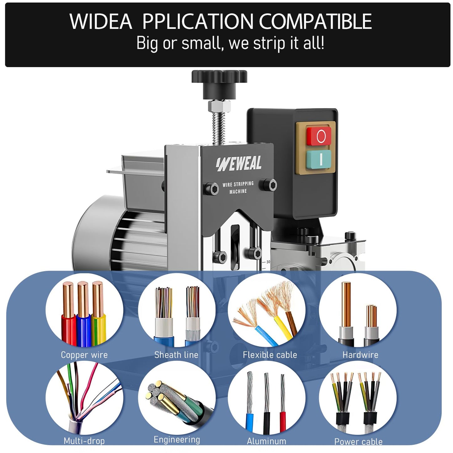 Wire Stripping Machine, 0.06''-1.18'' Automatic Wire Stripping Tool with All Aluminum Frame, Electric Wire Stripper Machine for Recycling Copper Wire