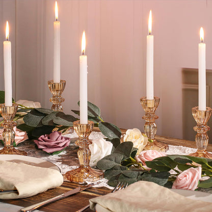Simeitol Glass Candlestick Holders Bulk, 6PCS Gold Taper Candle Holders for Table Centerpiece, Gold Tall Candle Stick Holder Stand for Wedding Decorations, Birthday, Christmas Table Decor