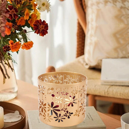 Metal Candle Holder Iron Hollow Out Round Decorative Lantern for Table Centerpiece, Fireplace, Home Decoration, Wedding and Party