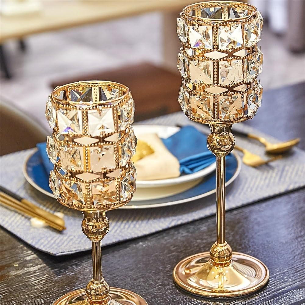 Candle Holders Decorative Crystal Candle Holder for Home Decor, Weddings, Dinners, Parties and Anniversaries Decorative Candle Holder(Small)