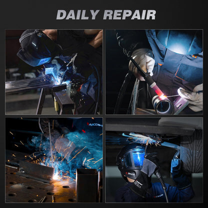 ARCCAPTAIN Pulse MIG Welder, 200A 7 In 1 Pulse MIG/Gas MIG/Flux Core MIG/Stick/Lift TIG/Spot Welding/Spool Gun 110V 220V Aluminum Welding Thin Sheet Metal Welding Machine with LED Digital Display