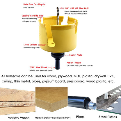 MaxTool 12" TCT Hole Saw 305mm Carbide Tip Holesaw 2.25" Deep with 5/8-18 Thread for Cutting Asphalt Brick Concrete MDF Tough Material; CT00Y57R1200E