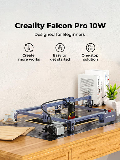Creality 10W Laser Engraver, Falcon Pro with 3-in-1 Laser for Wood Engraving, 72000mW Efficient Laser Engraving Machine Fit, for Wood, Metal, Paper, Acrylic, Leather, Glass Tumbler Ring, 17" x 16"