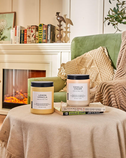 M&SENSE Large Vanilla Scented Candles for Home, 19.4oz Organic Soy Wax, 110-Hour Long Lasting Burning, Natural Candles Non Toxic, Cozy Smelling for Stress Relief, Housewarming Gift for Family