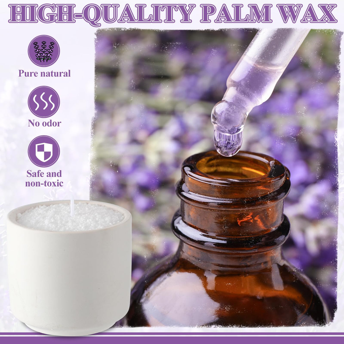 Conelist 1lb Lavender Scented Pearled Candle Sand Wax Set Customized Powder Making Candles Refill Kit Palm Wax All Natural Non Toxic with 10 Wicks for Graduation Thank You Teacher Gifts DIY Making