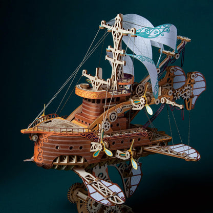 GuDoQi 3D Wooden Puzzles for Adults, DIY Fantasy Spaceship Model Kit, Educational Brain Teaser for Adults to Build, DIY Assembly Kit, Woodcraft Kit, Make Your Own Gifts for Christmas Day