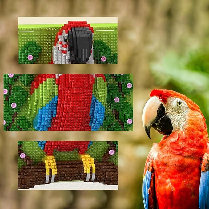 BDYDT Wall Art Parrot Building Blocks Set a Wall Decor Set for Adults Who Love Creative Hobbies (2008 Pieces) Toys Gifts for Kid and Adult