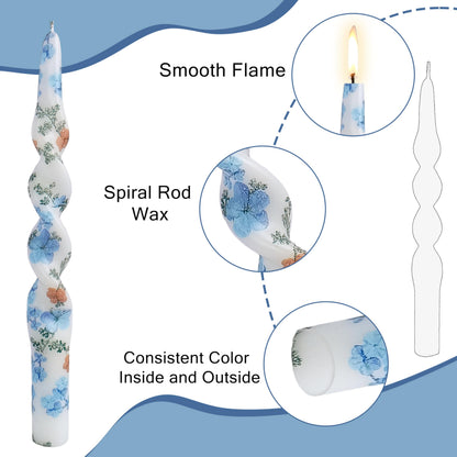 Spiral Candles Printed Candlestick Set of 2 Short Taper Candle Twisted Candlesticks Tapered Candles for Home Wedding Women Gifts