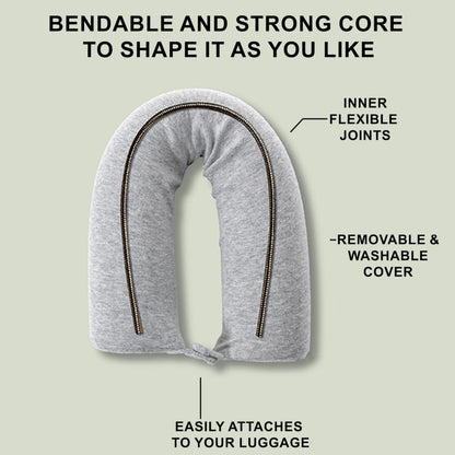Dot&Dot Twist Memory Foam Travel Pillow for Airplanes - Travel Neck Pillow for Sleeping - Airplane Pillow for Neck Support, Chin, Lumbar and Leg - Adjustable, Bendable Neck Roll Pillow