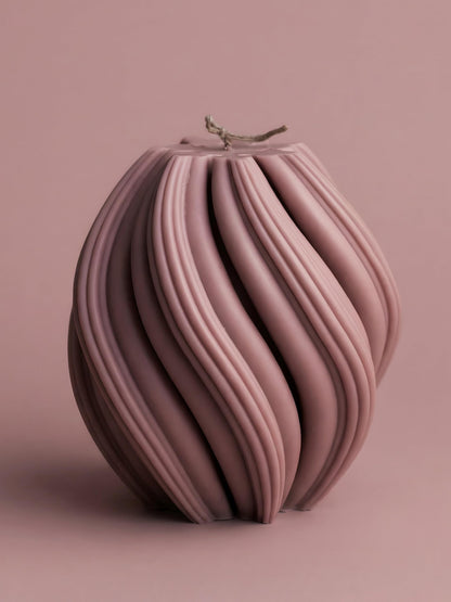 LAWA Swirl Candle - Beautiful Handmade Pillar Soy Wax Twirl Elegant Bubble Aesthetic Candle Housewarming Gift Home Room Shelf Decor Idea Spiral Dusty Rose Medium
