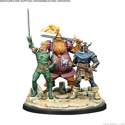 Asmodee Marvel: Crisis Protocol Valkyrie on Elendil &amp Warriors Three Character Pack -Mounted Valkyrie &amp Fandral Hogun Volstagg Tabletop Superhero Game Ages 14+ 2 Players 90 Minute Playti