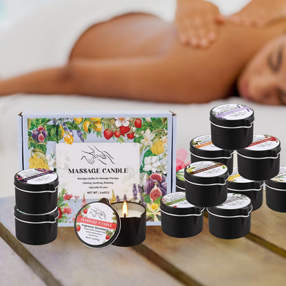 12pcs Massage Oil Candle,Moisturising Natural Soybeans Gift Sets,1oz Low Temperature Body Oil Scented Candles for Home Spa & Relaxation