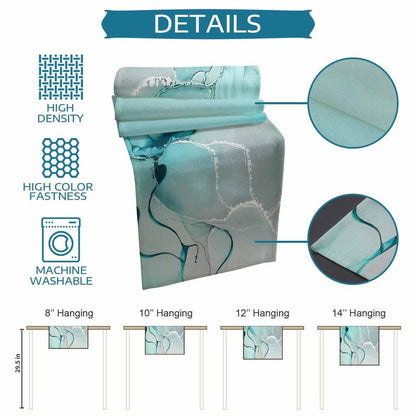 Marble Turquoise Teal Aqua Table Runner 90 Inches Long,Cotton Linen Modern Kitchen Dinner Dining Table Runners Decor Long Dresser Scarf,Burlap Tablerunner for Coffee/Dining/Party/Wedding Table