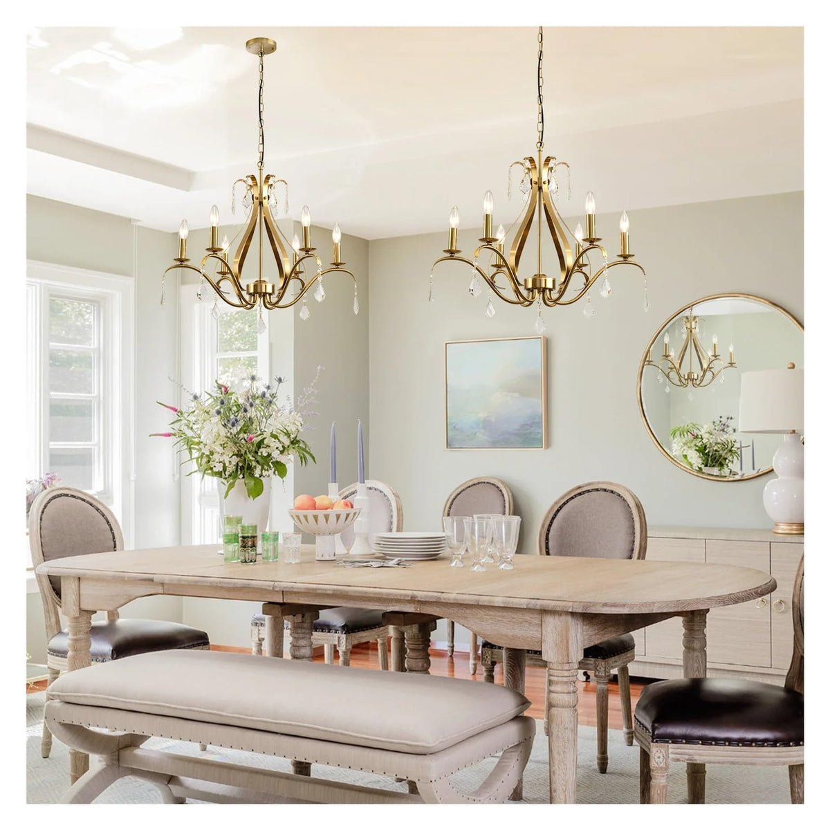 Modern Chandelier for Dining Room Living Room K9 Crystal Pendant Lighting Candle Chandeliers Home Decoration Light Fixtures,Comfortable Lighting