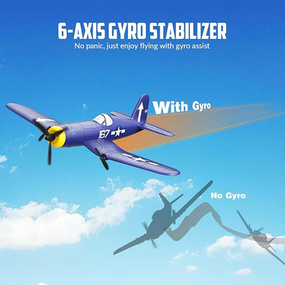 volantexrc RC Plane 3 Channel Remote Control Airplane Fighter Toys 2.4GHz 6-axis Gyro Stabilizer RTF Glider Aircraft Plane Easy to Fly for Adults Beginners (F4U Corsair)