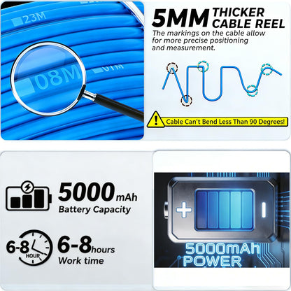 Sewer Camera 33FT,4.3" HD Screen 1080P DVR/16GB,17mm Endoscope Borescope Camera with 6 LED Light,5000mAh Battery,Supports Photo & Video Drain Pipe Camera for Plumbers (33FT/10M)