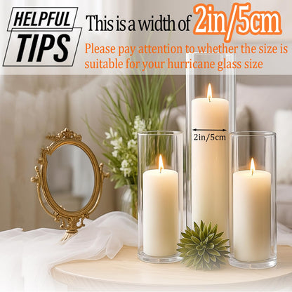 Veiuwa 36 Pcs White Pillar Candles Bulk Set，2x3 2x6 2x8 Inch - 12 Each Size，Hurricane Candles，Dripless Unscented Smokeless，Gives You a Better Atmosphere When Organizing an Event Party.