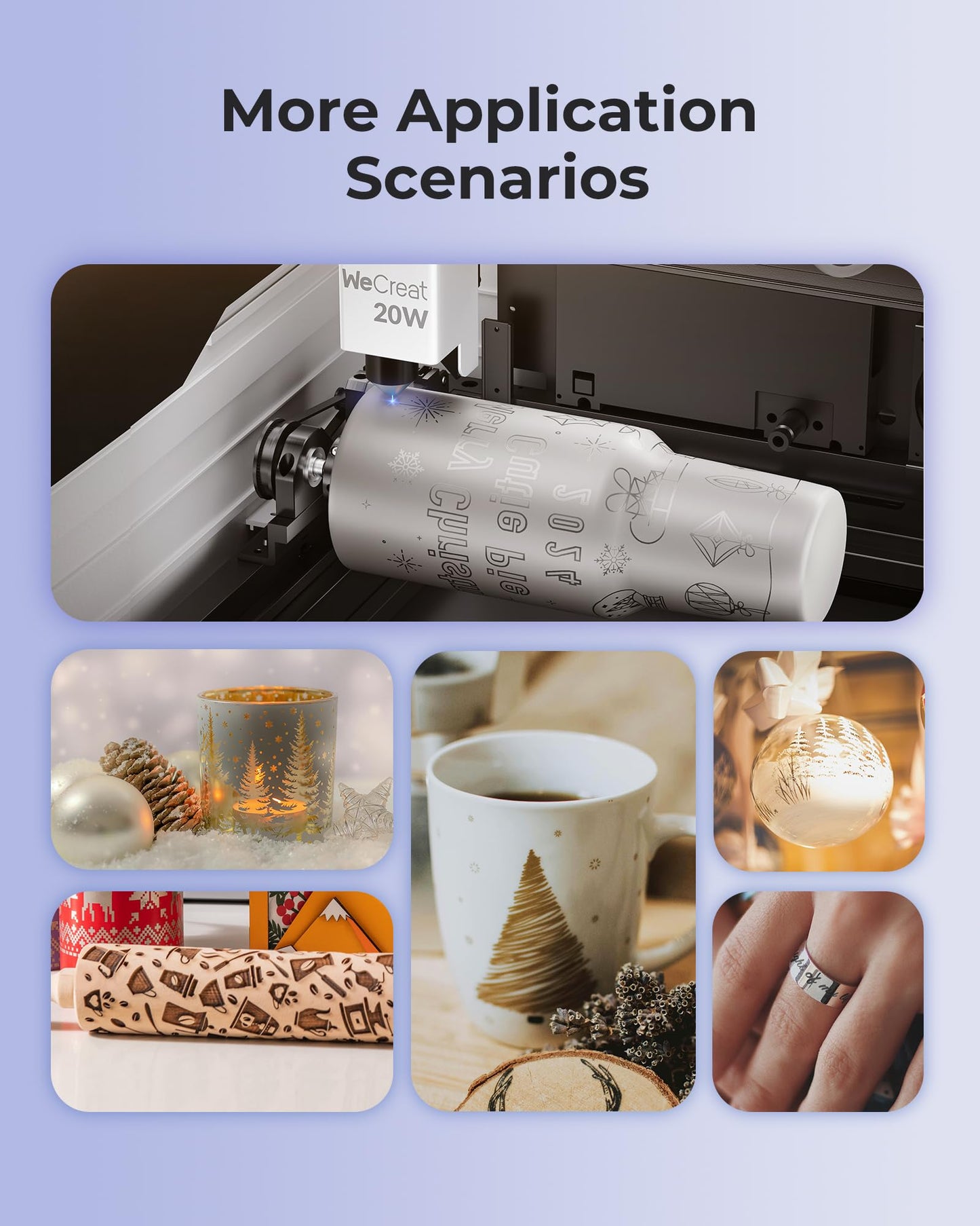 WECREAT Vision 20W Laser Engraver with Rotary Upgrade Kit, Auto-Lifting for 5.5" Project, HD Camera, Desktop Diode Laser Engraver and Cutter for Wood Acrylic Metal Leather
