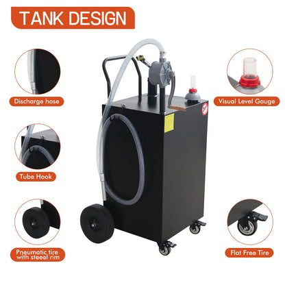 45 Gallon Fuel Caddy, Portable Gas & Diesel Transfer Tank with Manual Pump & Locking Wheels, All-Terrain Fuel Storage Caddy for Cars, Trucks, Tractors