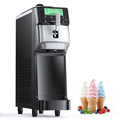 Soft Serve Ice Cream Machine – 3.5 Gal/H Single Flavor Ice Cream Maker with 5" HD Display, Pre-Cooling Function & 1.6 Gal Hopper, Ideal for Cafés, Restaurants, Bakeries and Commercial Use