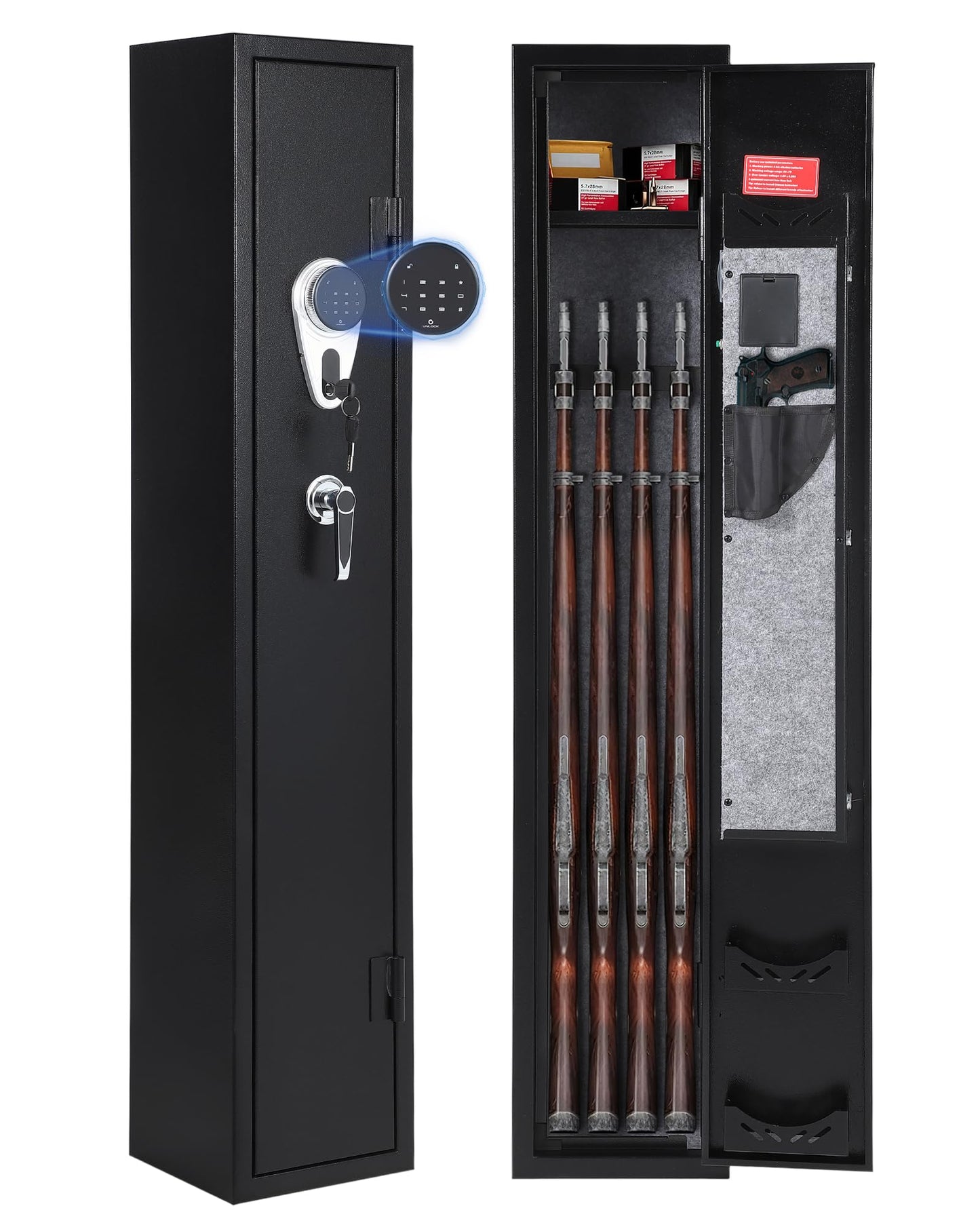 GarveeTech 4 Gun Safe for Rifles and Pistols,Heavy Duty Gun Cabinet, Gun Safes for Rifles with Adjustable Gun Racks & shelf, Large Digital Gun Locker