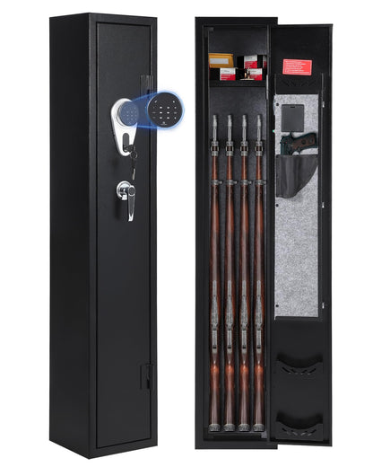 GarveeTech 4 Gun Safe for Rifles and Pistols,Heavy Duty Gun Cabinet, Gun Safes for Rifles with Adjustable Gun Racks & shelf, Large Digital Gun Locker