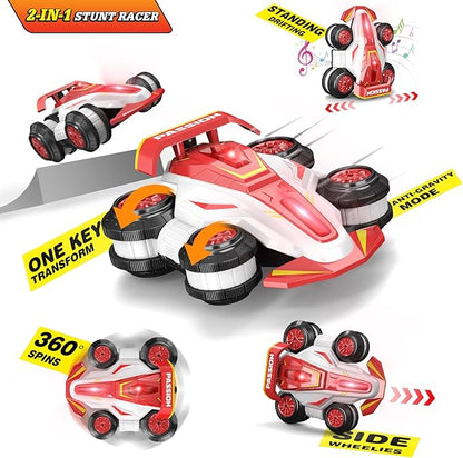 Upgraded Remote Control Car 360° Spins RC Car 2- in-1 Anti-Gravity RC Racer Wheelie Drift Stunt Car with Lights&ampMusic Birthday Gifts Toys for 6 7 8 9 10 11 12 Year Old Boys